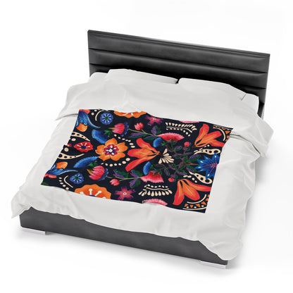 Floral Abstraction Velveteen Plush Blanket