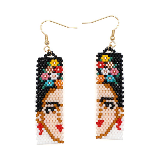 Frida Kahlo Style Bead Earrings