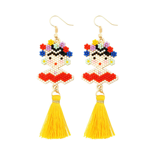 Frida Kahlo Bead and Tassel Earrings