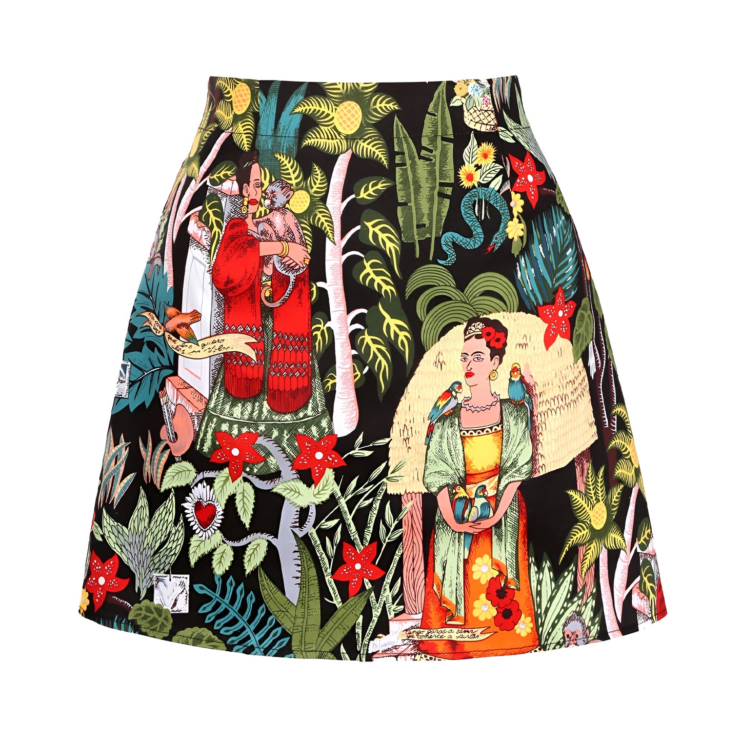 Summer Vintage Frida Kahlo Floral Mini Skirt