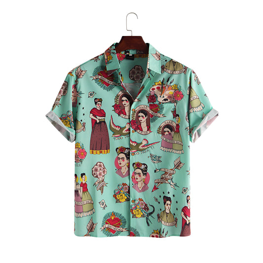 Men’s Frida Kahlo Print Summer Shirt