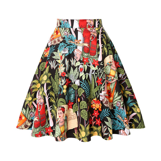 Vintage Frida Kahlo Floral Patterned Skirt