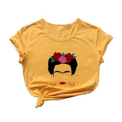 Women’s Frida Kahlo Print T-Shirt Graphic Tee