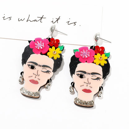 Frida Kahlo Acrylic Dangle Earrings