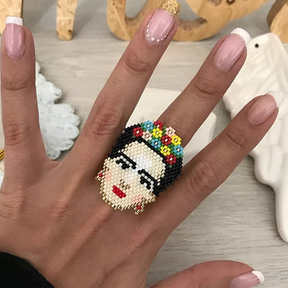 Frida Kahlo Beaded Ring