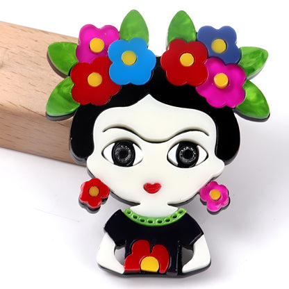 Frida Kahlo Acrylic Brooch Clothing Pin