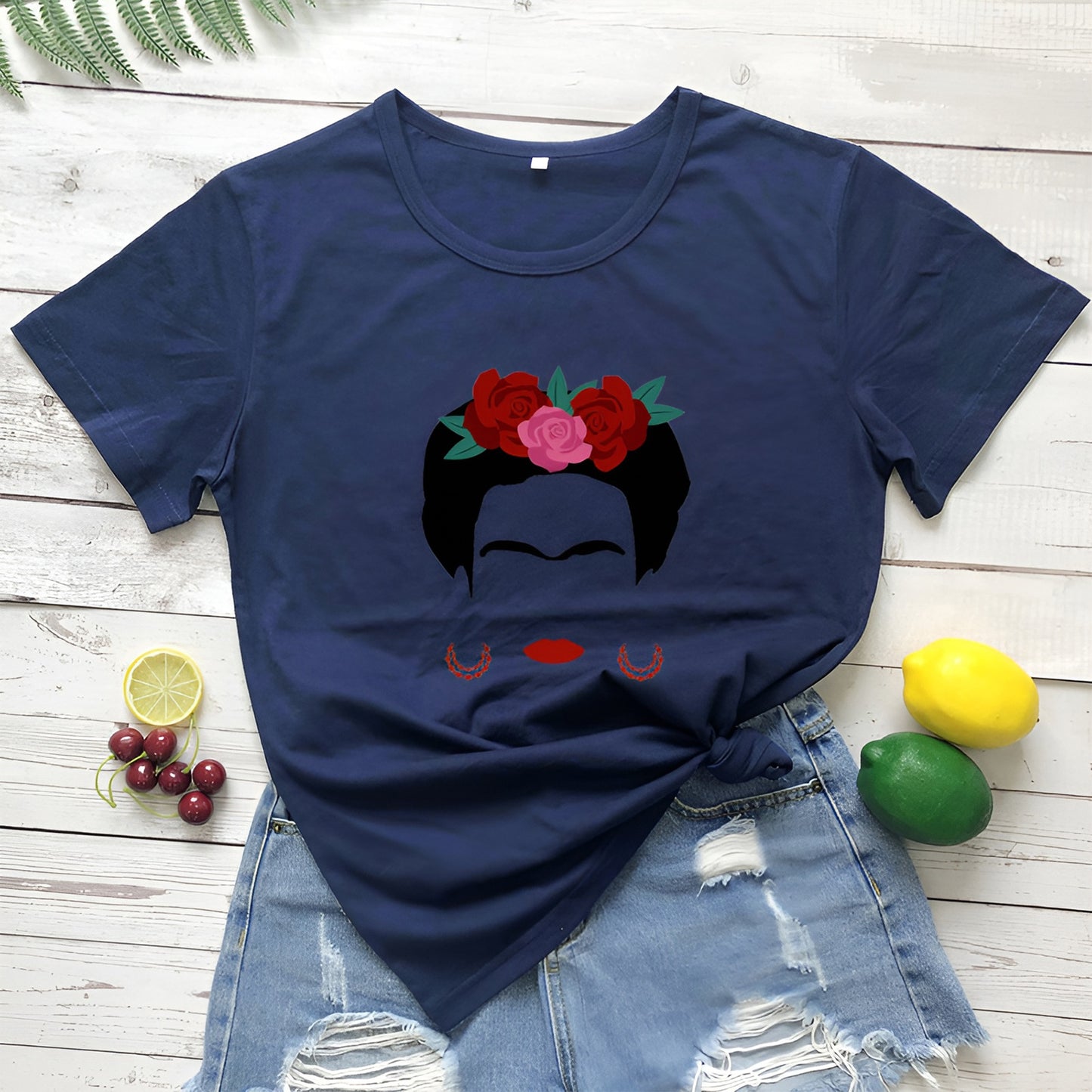 Women’s Frida Kahlo Print T-Shirt Graphic Tee