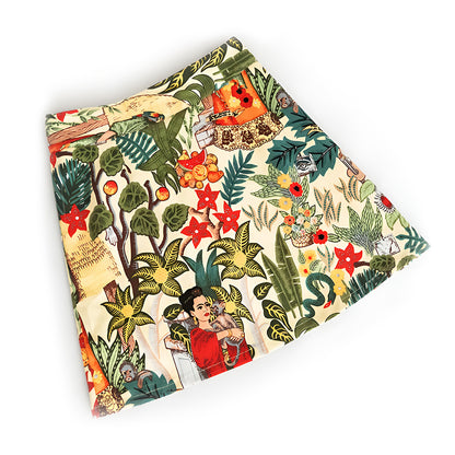 Vintage Floral Frida Kahlo Print Mini Skirt