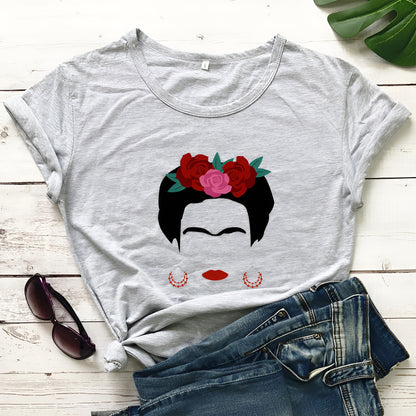 Women’s Frida Kahlo Print T-Shirt Graphic Tee